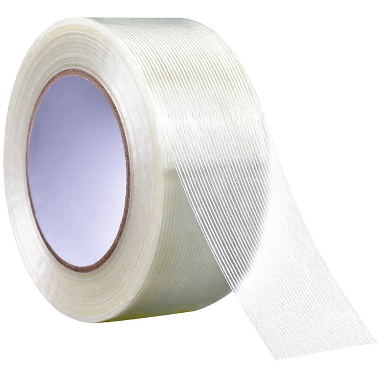 Strong Glass Fiber Tape Stripe Single Side Transparent Adhesive Glass Fiber Tape Industrial Binding Oackaging Fixed Seal50m roll