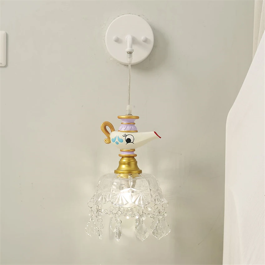 

Cartoon Magic Lamp American Children's Room Wall Lamp Girl Bedroom Princess Creative Lighting Study Corridor Art Deco Wall Light