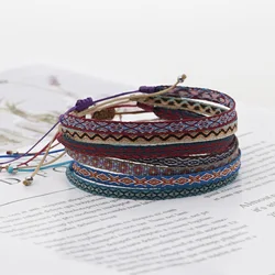 Easter New Boho Handmade Braided Bracelets For Women Pattern Friendship Rope Bracelet Vintage Colombia Weave Jewelry Textile