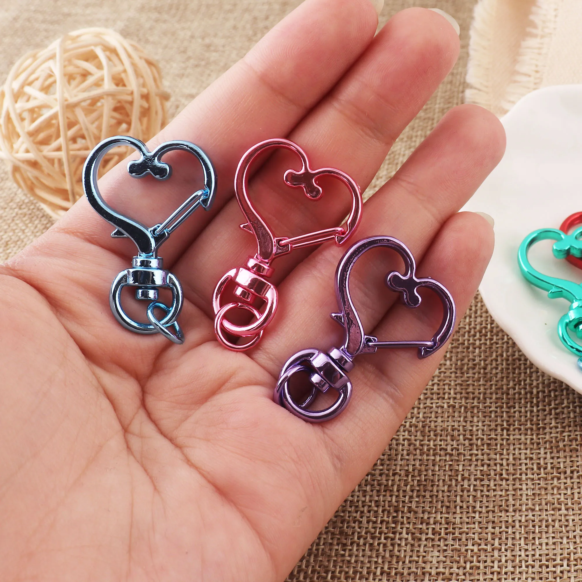 Star/Heart Lobster Swivel Clasps with Ring,Swivel Lobster Parrot Clasps Snap Hook-Pink/Blue/Rainbow/Green/Purple-25mm*35mm