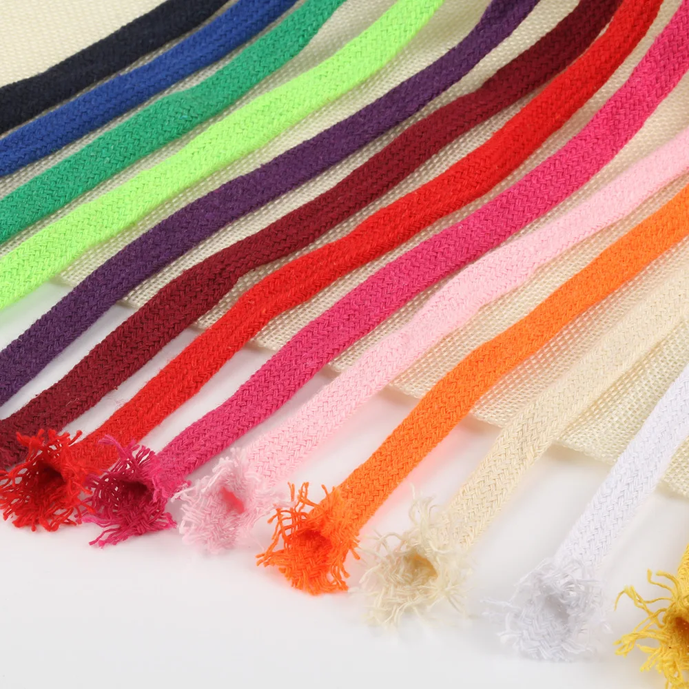 1CM Hollow Flat Rope Craft Sweatpants Cotton Rope Clothing Drawstring Color Sports Shoelaces Pants Waist Rope Cap Rope 5meters