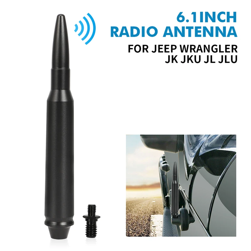 6.1 inch Aluminium Car Roof AM FM Radio Antenna Auto For Jeep Wrangler JK JL JKU JLU 2007 - 2021 Signal Amplifier Mast Aerial