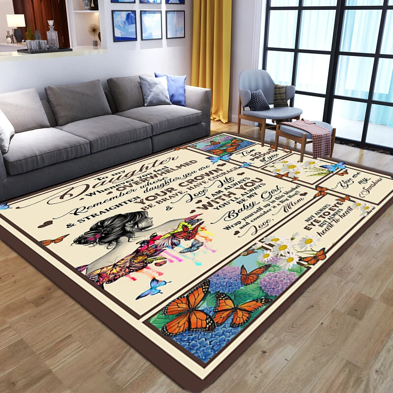 

Nordic Parlor Area Rug Letter Printed Kids Play Mat Modern Home Gothic Rug Flannel Thicken Large Carpets for living room Bedroom