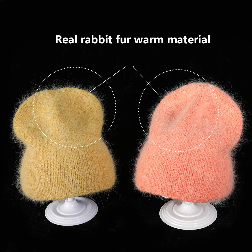 2021 new Rabbit fur fashion winter and Autumn Women New Arrival Popular Ladies Beanie Cap High Quality Fashionable Knitted Hats