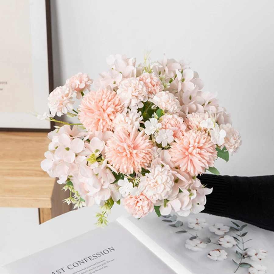 10 Stück 30 cm Künstliche Blumen Seidenhortensien Brautstrauß Partydekoration Heim Garten Hochzeit Esstisch Bunte Arrangements – Detail 8