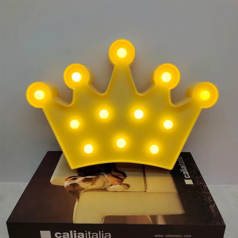 3D Crown Shape LED Night Light Table Lamp Christmas Party Home Room Wedding Garden Party Wall Lamp Decoration Girl Gift