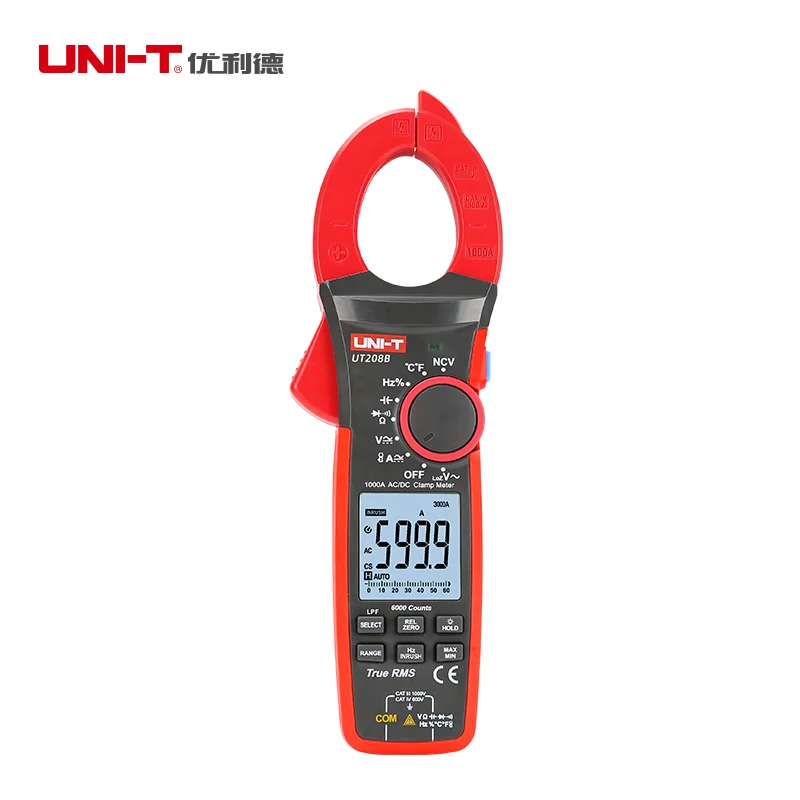 UNI-T UT206B / UT207B / UT208B 1000A True RMS Digital Clamp Meter; intelligent electrician digital display universal meter