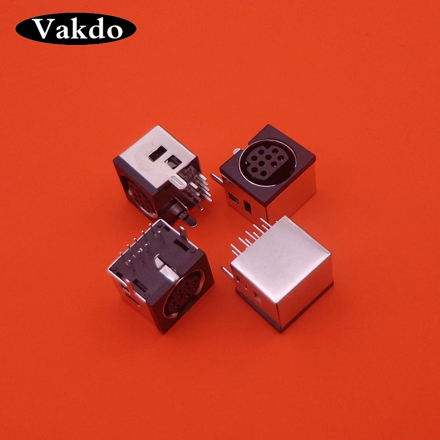 2pcs MD Metallic Housing Female DIN 9 Mini Pin Rectangle S-video Adapter Sockets Mini charging Port Connector Replacement Repair