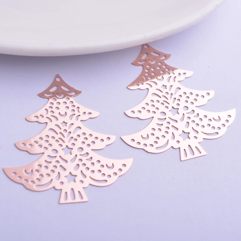 30pcs Ac4270 35*40mm  Filigree Christmas Tree Charms Brass Trees Pendant DIY Earring Findings