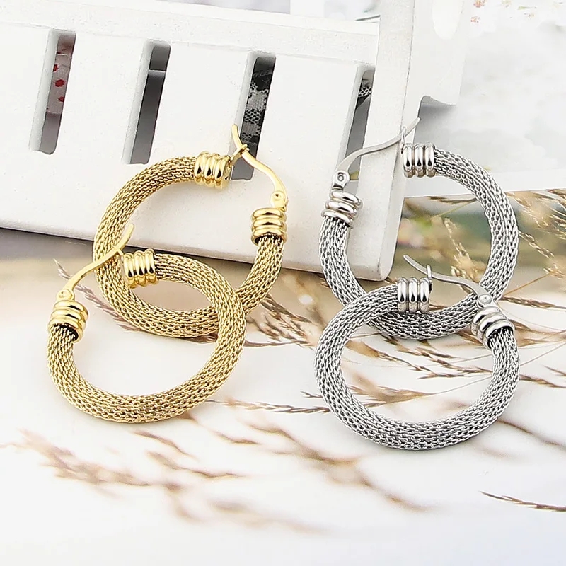 New Fashion Jewelry Stainless Steel Stranded Wire Mesh Earrings Women's Party Wedding Gift Wholesale E-613