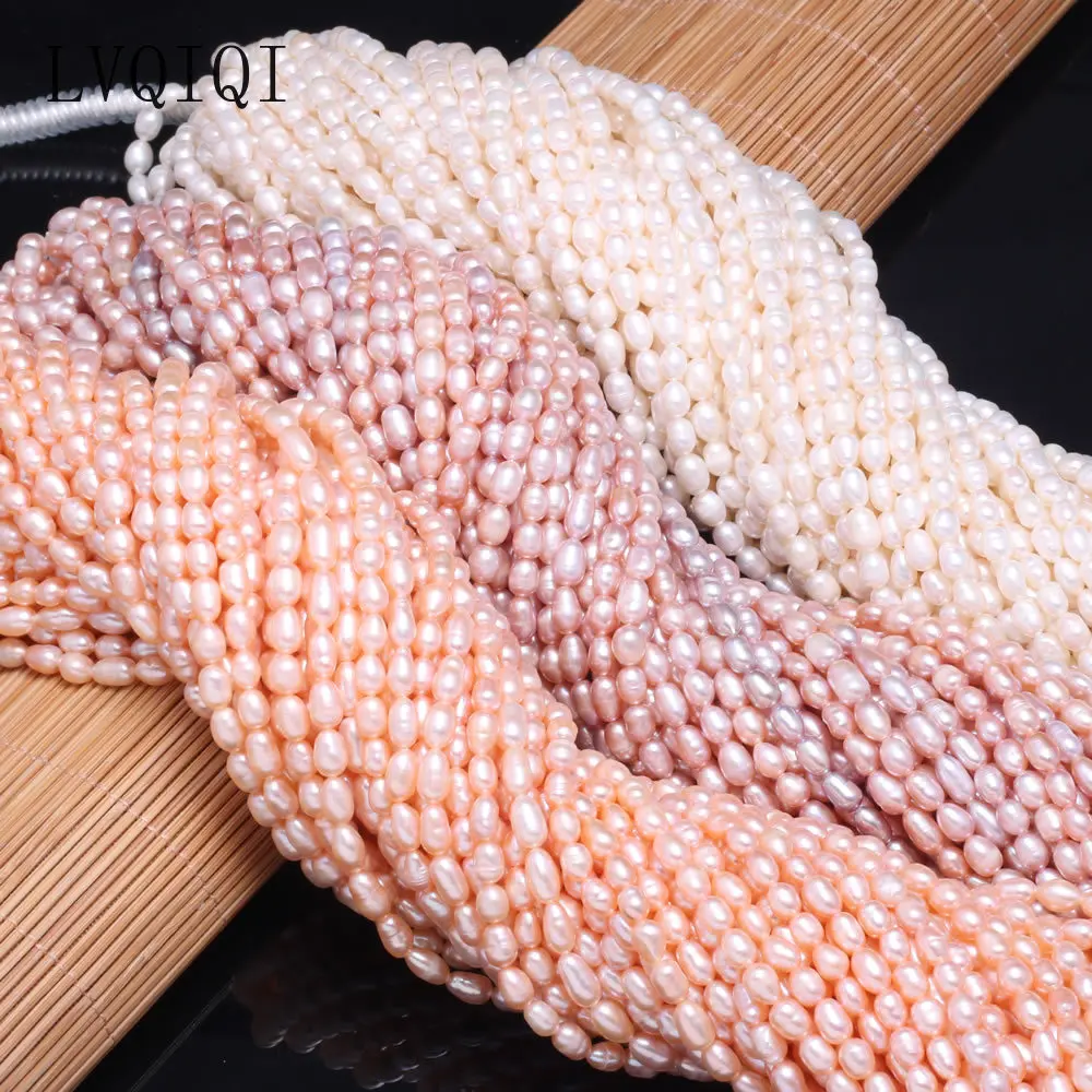 Real Natural Freshwater Pearl Rice Beads High Quality Punch Loose Pearls Beads For DIY Elegant Necklace Bracelet Jewelry Making
