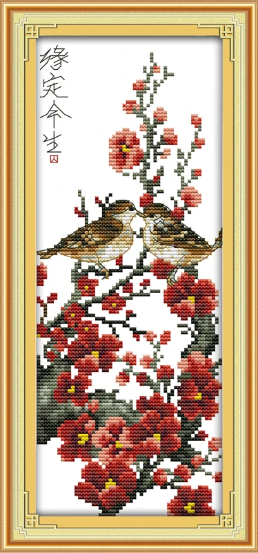 Bird couple cross stitch kit 14ct 11ct count print x stitching embroidery DIY handmade needlework plus