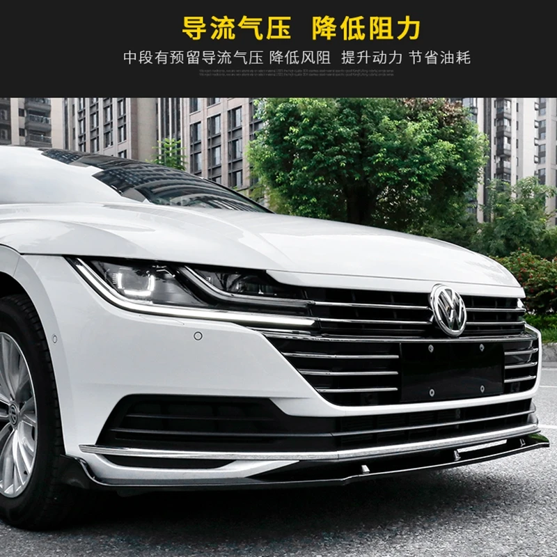 

Front Bumper Lip Splitters For VW Volkswagen arteon CC 4-Door 2018 2019 3PCS/Set PP Black