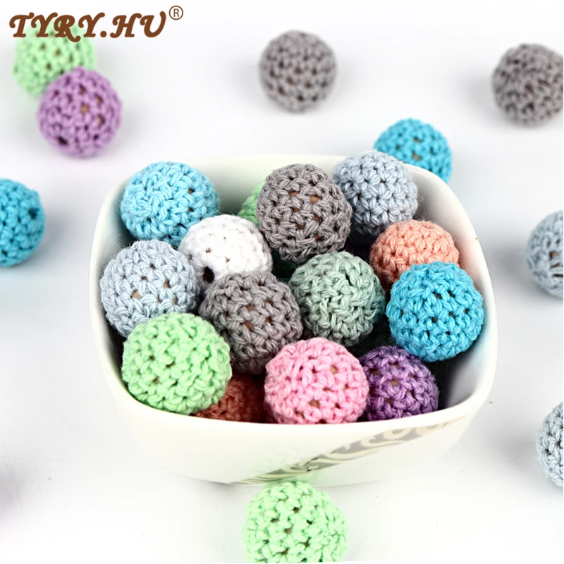 TYRY.HU 10Pcs Wooden Chewable Beads 16mm Baby Teether Toys  DIY Craft Jewelry Crochet Beads Pacifier Chain Accessories