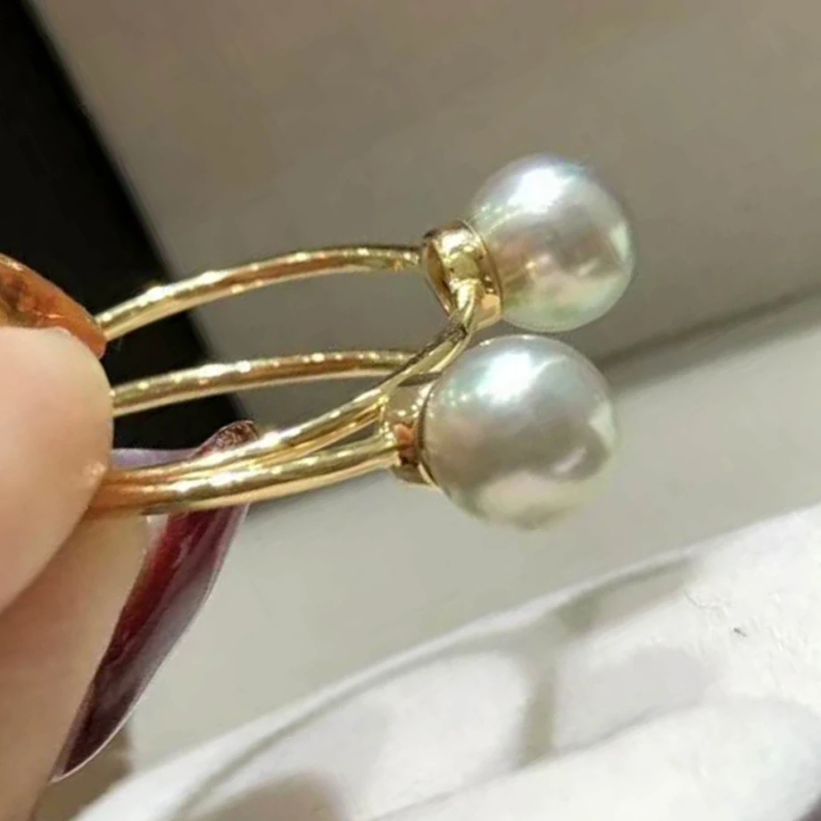 XF800 Real 18K Gold Ring For Women Fine Jewelry 100% AU750 Natural Freshwater Pearl Female Ring R500