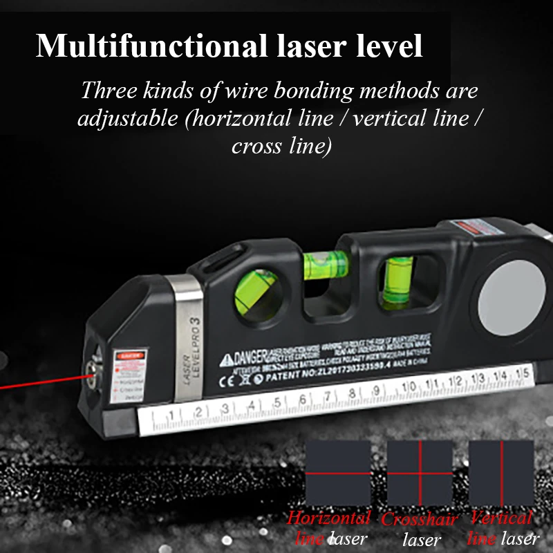 New Hot Selling 2 Lines Laser Level Ruler Multifunctional High Precision Laser Straight Line Instrument With 8ft Tape Measure