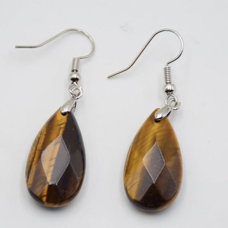 Natural Stone Water Drop Earrings Multi-faceted Beads Pendants Earring Opal Crystal Quartzs Healing Stones Ear Jewelry for Women