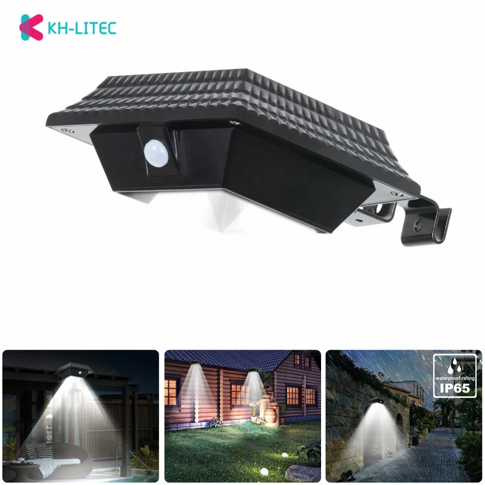 KHLITEC 12 Led Solar Gutter Light With Motion Sensor Outdoor Lighting Wall Lamp For Home Garden Fence Pathway Lamp Night Light