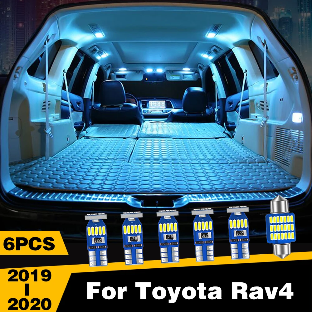 6pcs Car LED Reading Lights For Toyota Rav4 2019 2020 Auto Interior Dome Trunk Lamp Decoration Accessories