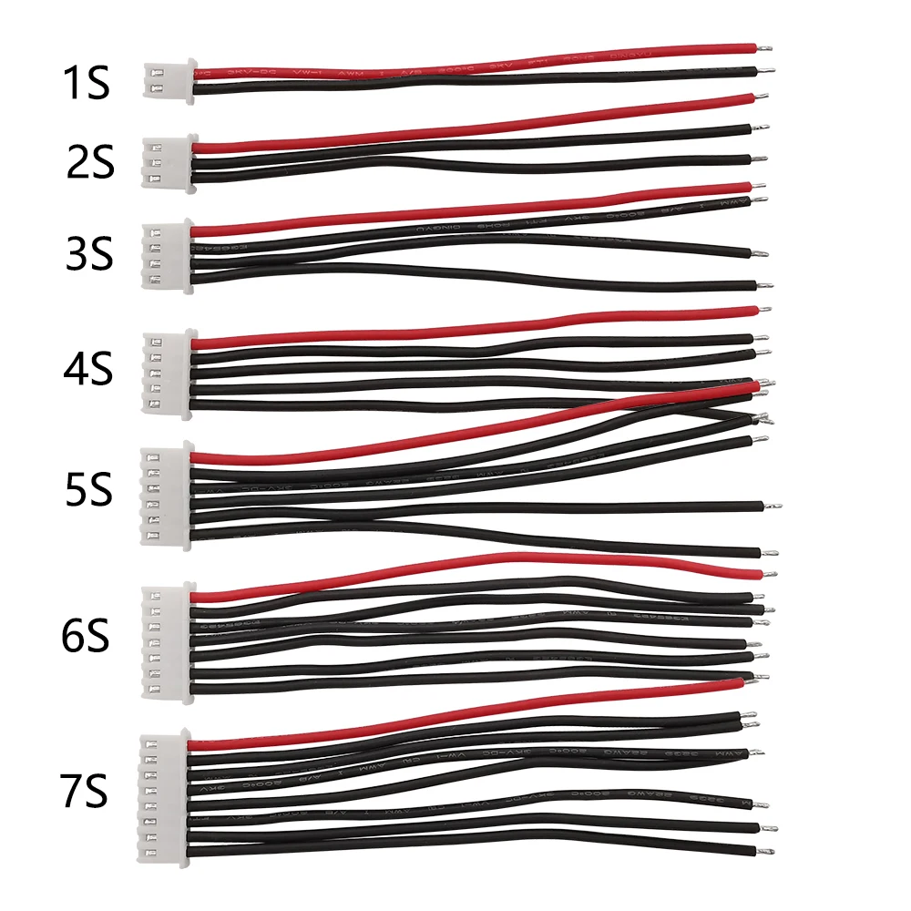 5Pcs JST XH Connectors Adapter Plug 1s 2s 3s 4s 5s 6s 7s Balance Changer Cable 22AWG Silicone Wire 10/15/20cm for Lipo Battery