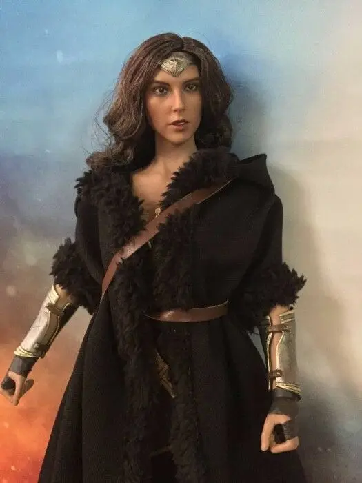 

1/6th Medieval Times Black Cloak+Belt Model for 12" Female Body Doll