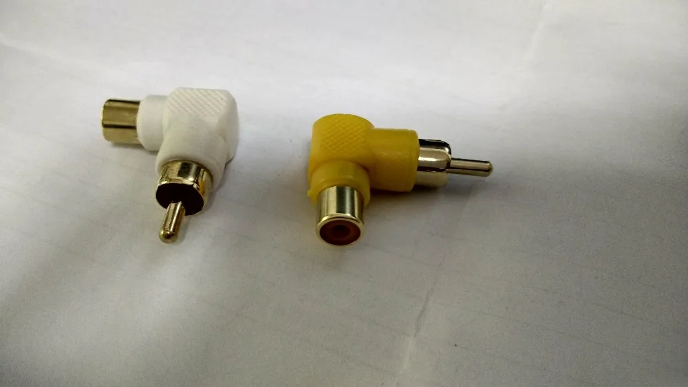 1000pcs 2color Gold plated RCA right angle plug adapter to female 90 degree New