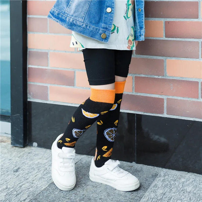 High Quality Fashion Children Socks Kids Banana Pineapple Fruit Print Funny Socks Boys Girls Knee High Socks for Children 3-12Y