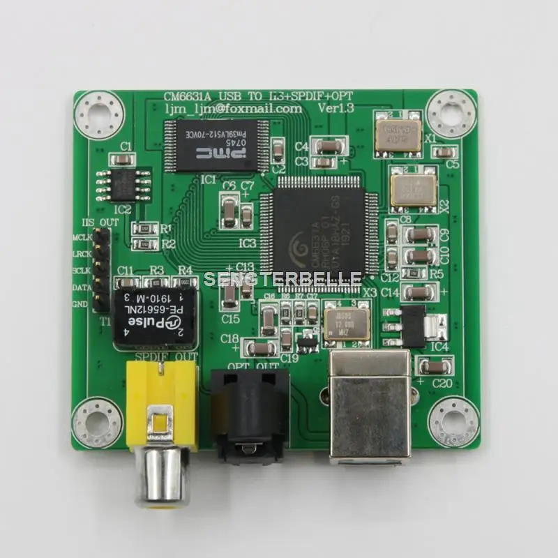 Usb montado cm6631a para spdif suporte coaxial saída óptica 24bit/192k