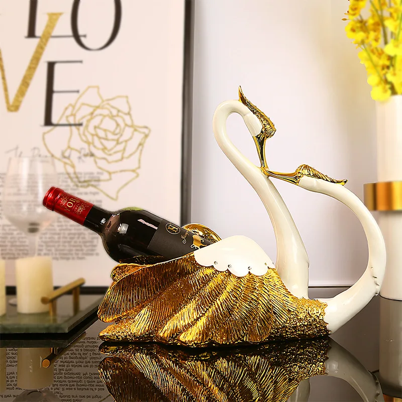 Newly Married Wedding Gift Swan Wine Rack Decoration High-end Living Room Wine Cabinet Display Home Decorations