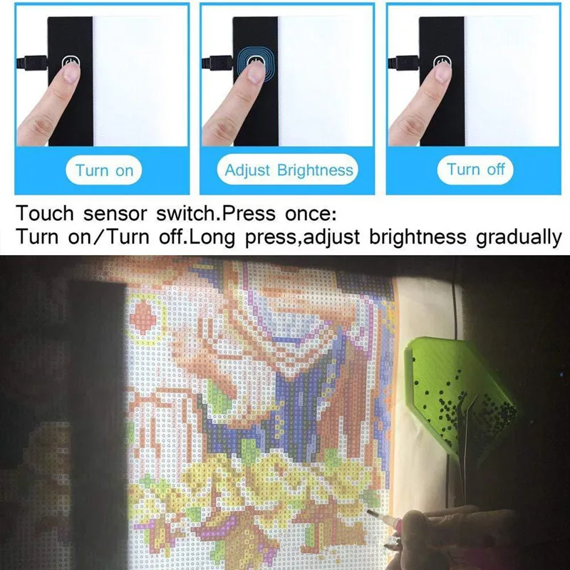 Placa de esboço a5 de led para desenho, tablet com luz de led, pintura de diamante, proteção para os olhos, placa de cópia, ferramenta de ensino, criação