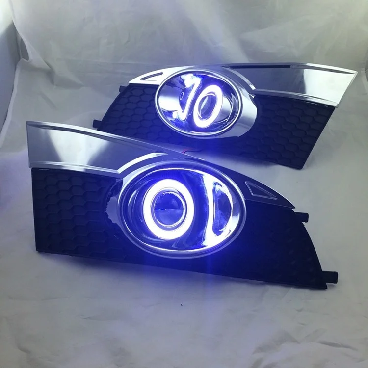 Eosuns Innovative Cob Angel Eye Led Daytime Running Light Drl + Halo Fog Lamp + Projector Lens for Chevrolet Captiva 2014