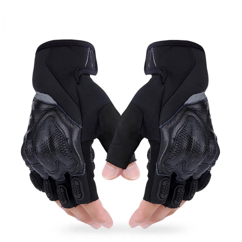 

Sport Men Fingerless Motorcycle Bike Half-finger Riding Gloves Anti-drop Shockproof Motorcycle Rider Black Cycling Gloves