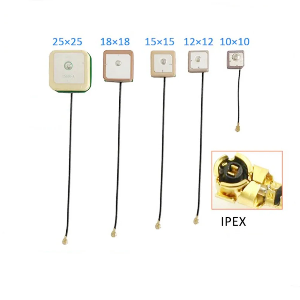 Taidacent 5PCS 28dB High Gain GPS Ceramic Patch Internal  Antenna IPX Connector 25×25mm 18×18mm 15×15mm 12×12mm 10×10mm