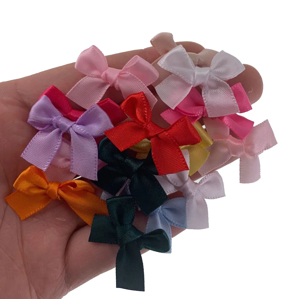 50Pcs Mixing Ribbon Bows Small Size Polyester Satin Ribbons Bow Flower For Packing Craft DIY Decorations Accessories