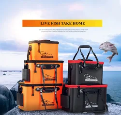 Sac de pêche pliable Portable EVA, seau de pêche, boîte de poissons vivants, conteneur d'eau de Camping, bassin de casserole, sac de rangement de matériel sans pompe