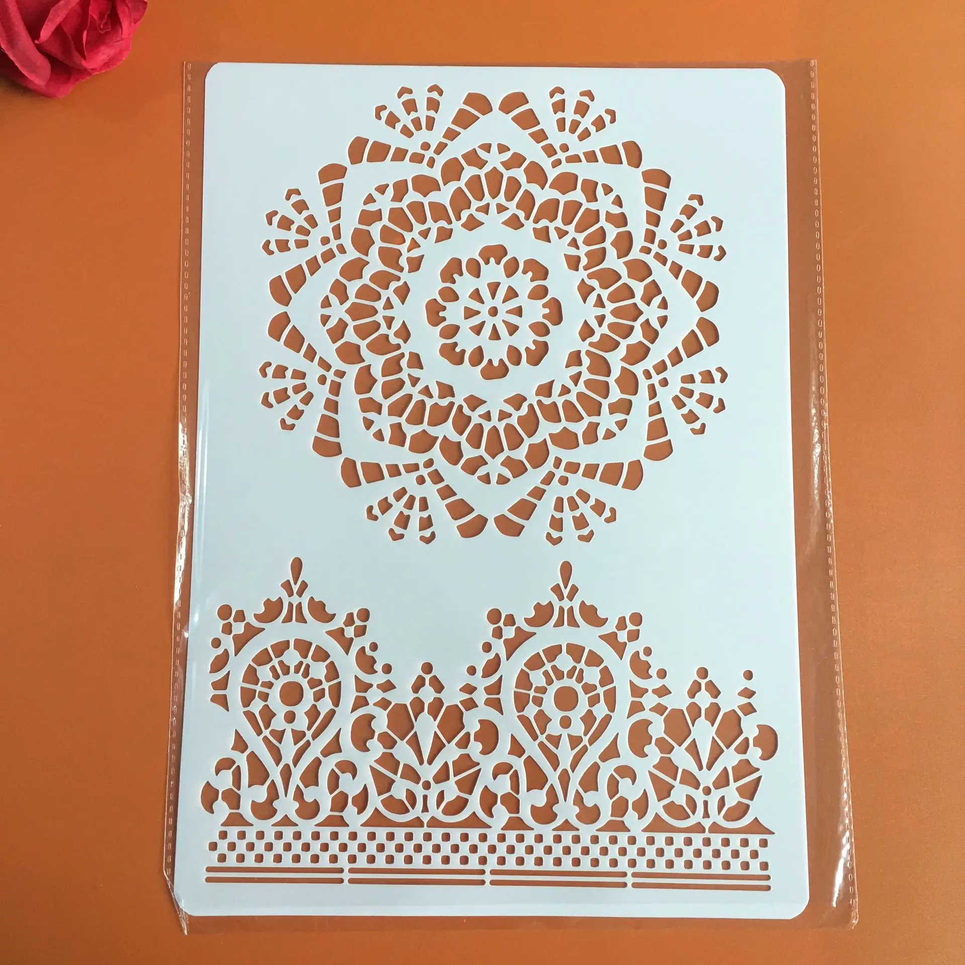 

Mandala flowers Crown A4 29*21cm DIY Stencils Wall Painting Scrapbook Coloring Embossing Album Decorative Paper Card Template