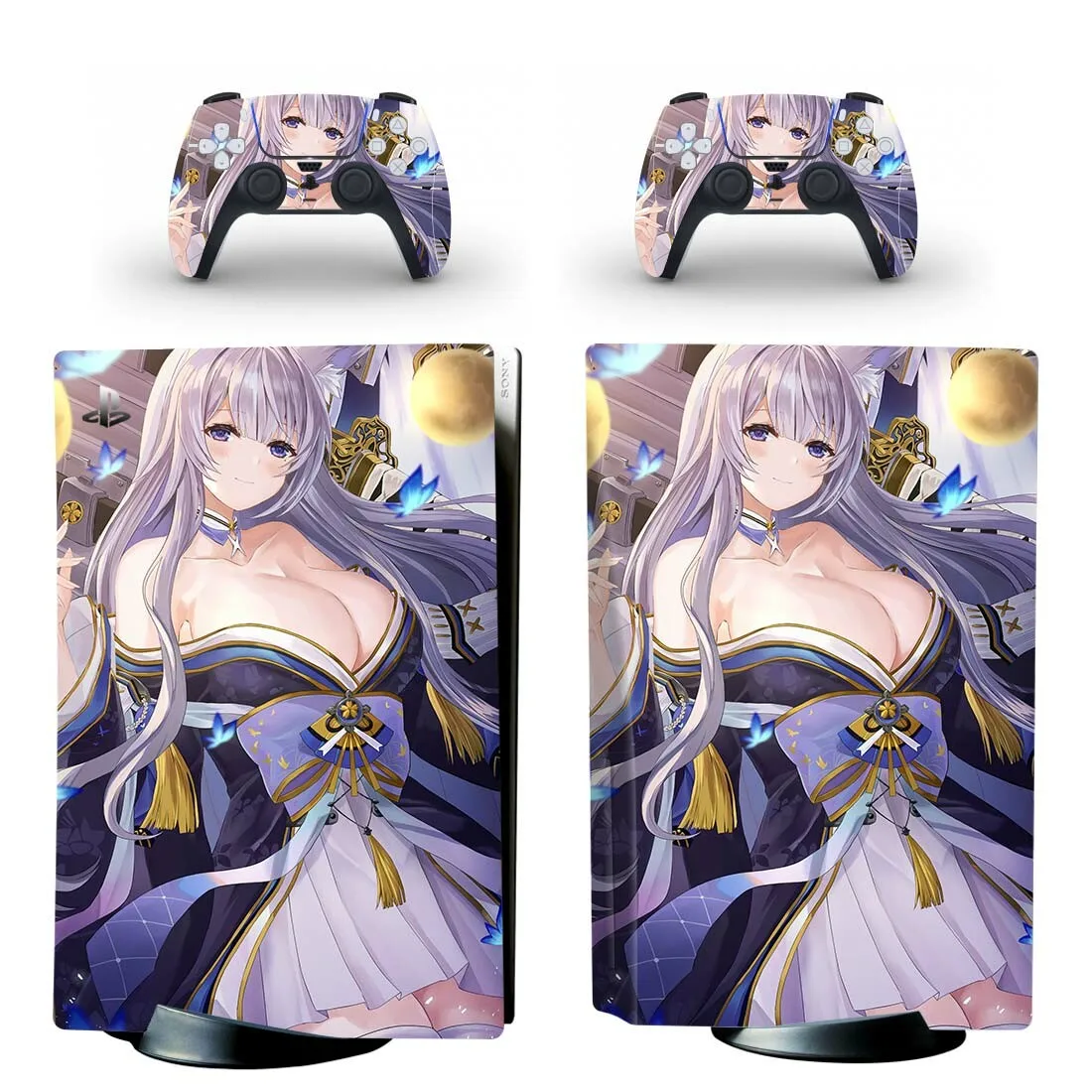 

PS PS5 Disk Skin Sticker Vinyl Anime Cute Girl PS5 Standard Disc Sticker Decal for PlayStation 5 Console and 2 Controllers