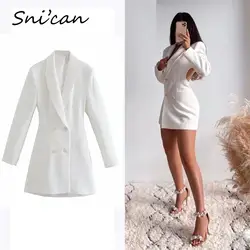 White Sexy Backless Blazer Banche Long Sleeve Hollow Out Waist Office Laides Jacket Coat Za 2021 Women Autumn Bodycon Veste New