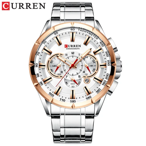 Imagen 2 del producto Reloj Masculino CURREN, reloj de negocios para hombres, marca de lujo, reloj de pulsera de acero inoxidable, cronógrafo, relojes militares de cuarzo