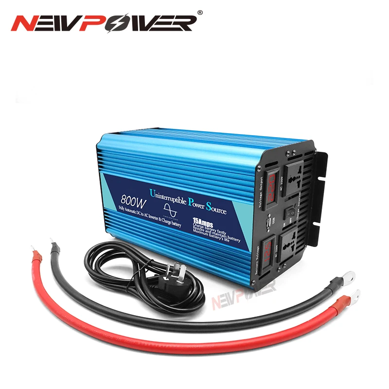 Inversor de Onda Senoidal Pura Ups Que Carrega 1000w dc 12v 24v para ac 220v Fora da Grade Inversor de Energia Contínua Construir no Carregador de Bateria