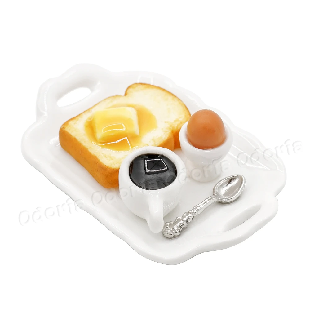 Odoria-plato de café tostado de mantequilla para desayuno en miniatura, juego de cocina de simulación, accesorios para casa de muñecas, decoración para casa de muñecas, 1:12