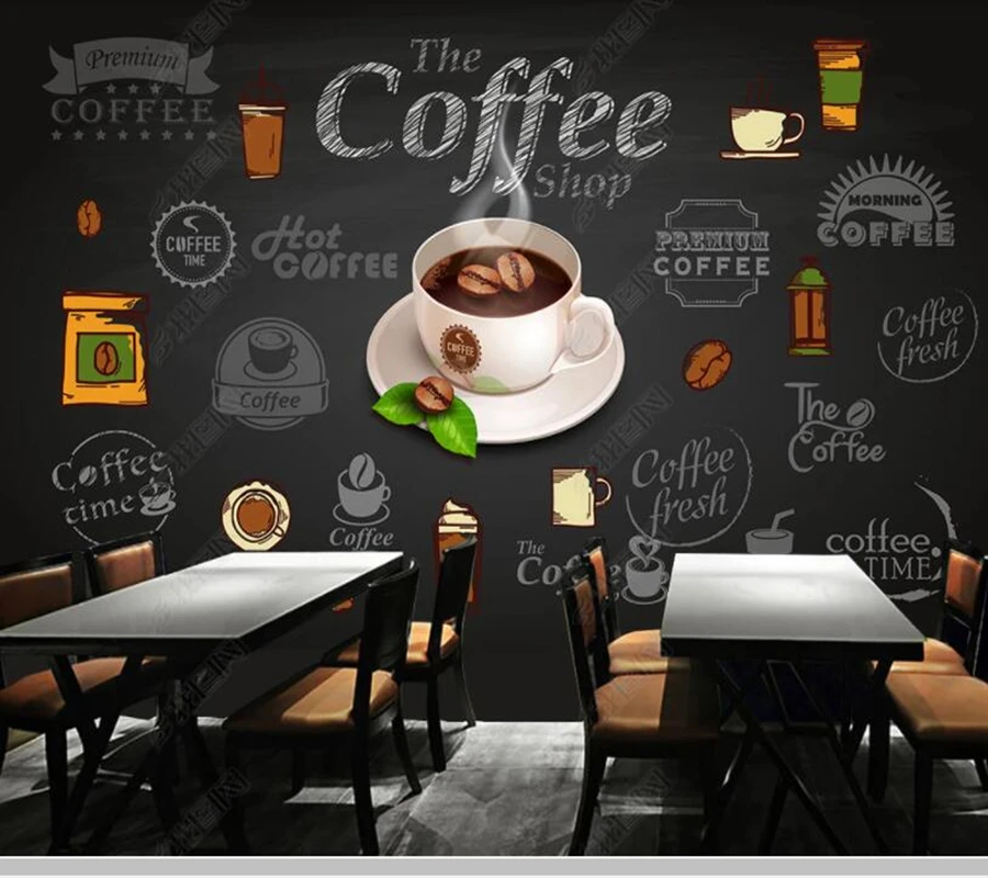 

Papel de parde Retro restaurant coffee background bar cafe decoration 3d wallpaper living room kitchen wall papers home decor