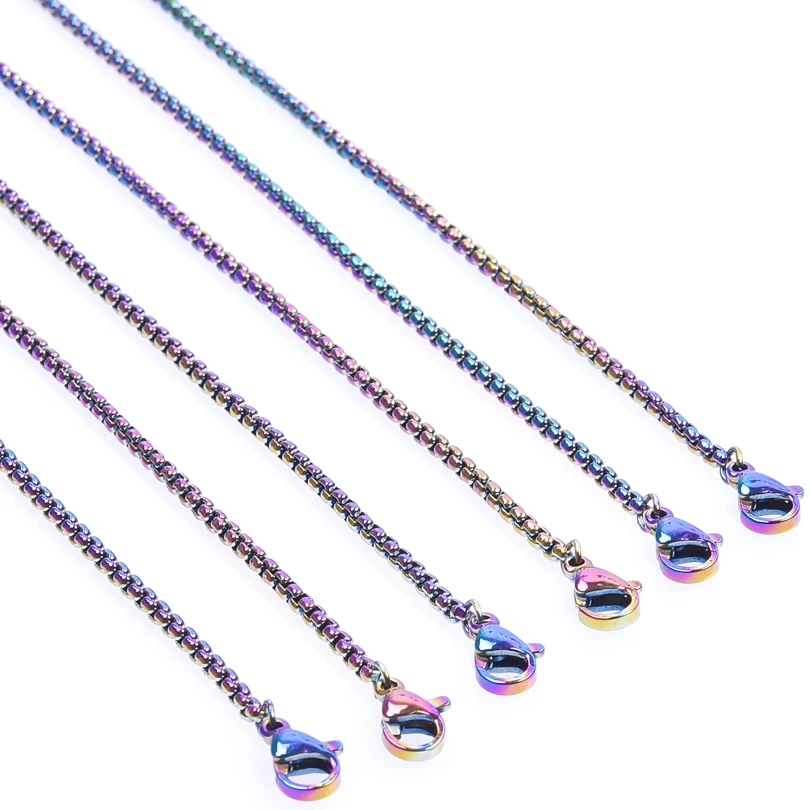 10pcs/Lot Twist Rope Square Box Long Link Chain Necklaces цепочка For Women Men Collares Party Gift Jewelry Making Bulk image 2