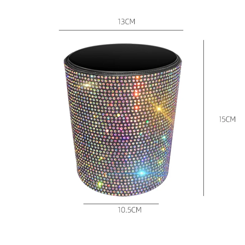 Car Crystal Glitter Trash Can Small Dustbin for Car Air Outlet Vehicle Rubbish Storage Paper Car Interior Accessories for Girl