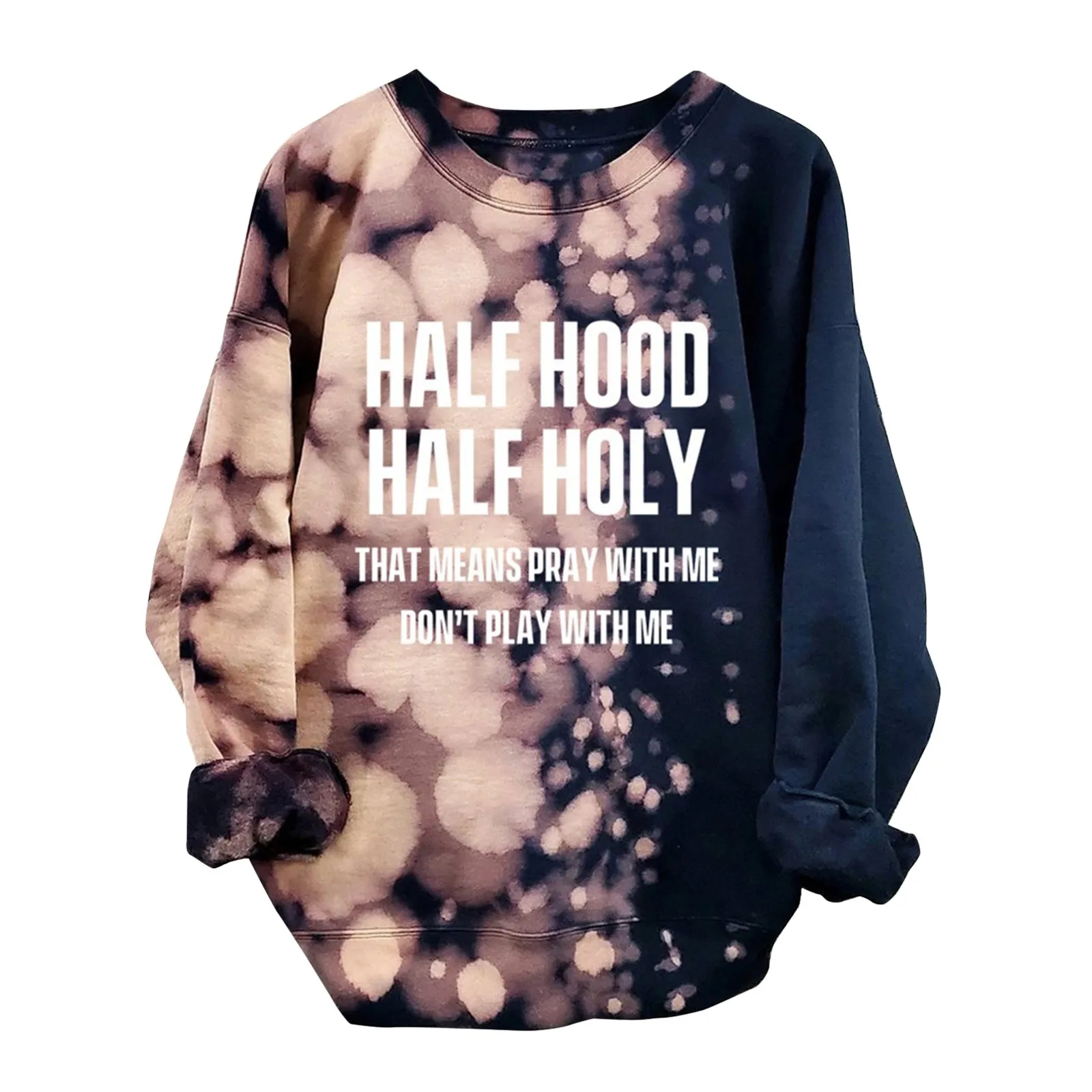 Autumn Winter Hoodies Sweatshirts Women Large size Halloween Half Hood Half Holy Lertter Print Pullover Sweatshirt Top Sudaderas