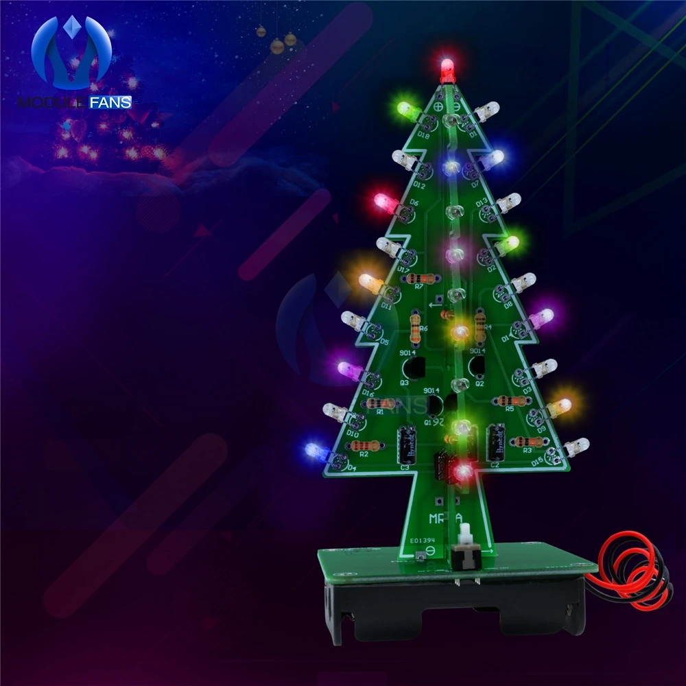 Diy Electronic  3D Xmas Tree 7 Color Light Flash LED Circuit LED Module Diy Kit Pcb Board