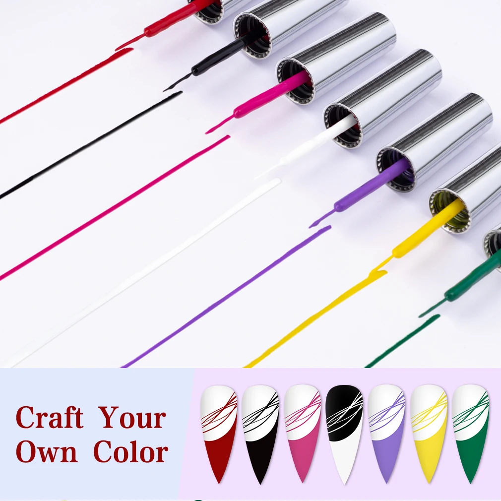 8 ml VENALISA Liner Gel 21 Farben Super Brush Glitter Neon Color Painting Gel Easy Apply French Gel Nail Art Design Drawing Gel – Detail 8