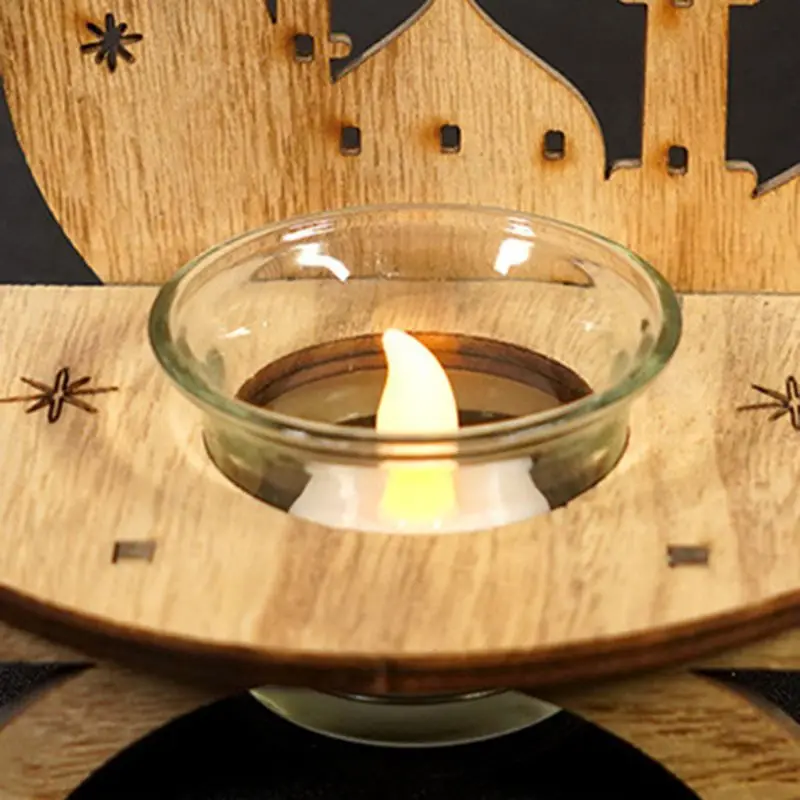 2022 New DIY Wood Eid Mubarak Moon LED Candlestick Light Wooden Decoration Ramadan Home
