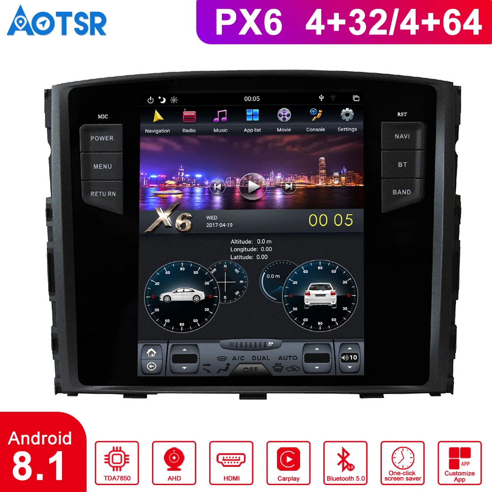 

Android 8.1 Tesla style GPS Multimedia Car Stereo For MITSUBISHI PAJERO V97 V93 Shogun Montero 2006+ Headunit Radio Recorder LCD