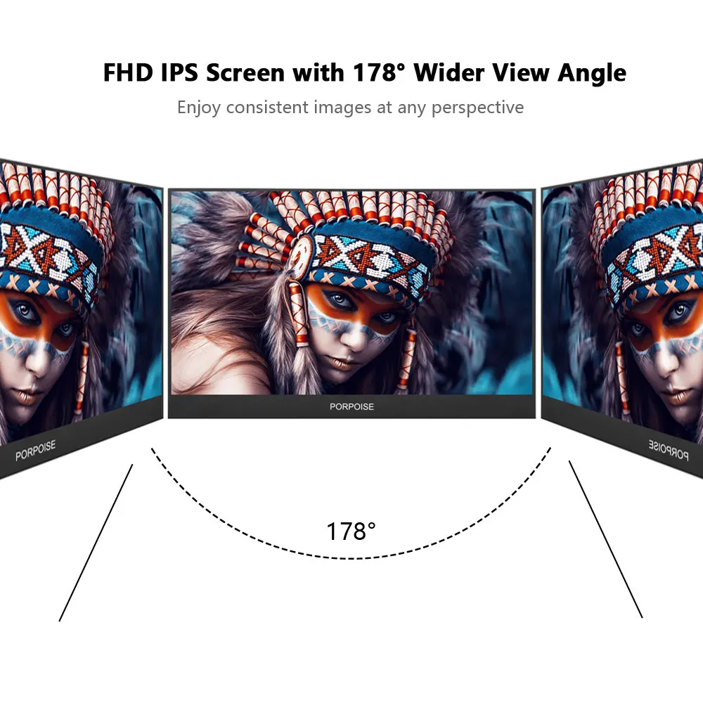 PORPOISE 15.6-17.3“  USB 3.1 Type-C screen portable monitor for Ps4 Switch Xbox phone gaming monitor Laptop LCD display